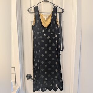 Moulinette Soeurs Black and Gray Polka Dot Midi Dress